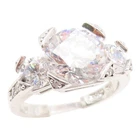 925 Sterling Silver Vintage Ring Round CZ Elegant Statement Band  Sz 7  RG35266
