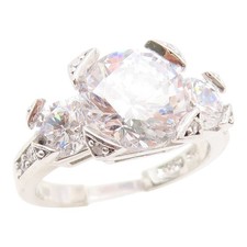 925 Sterling Silver Vintage Ring Round CZ Elegant Statement Band Sz 7 RG35266