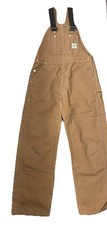 Vintage Carhartt R06 Brown Double Knee Canvas Overalls Bibs - 36x34 -EXCELLENT