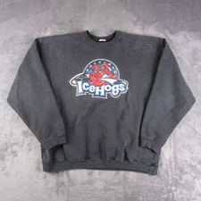 Vintage 90s AHL Rockford IceHogs Hockey Sweatshirt Faded Black Size XL Crewneck