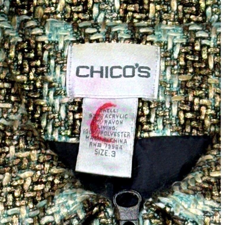 Chicos Houndstooth Pattern Jacket Womens Size 3 Z… - image 5