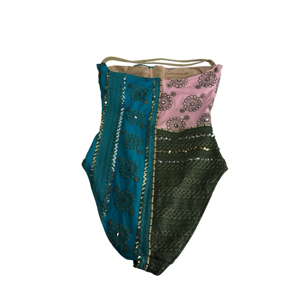 Body Gianfranco Ferre Años 90 Vintage Brillante Patchwork Lentejuelas Adornado Foto 4 de 4