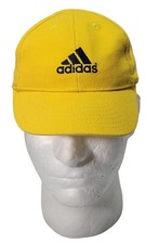 Vintage Adidas Kids Snapback Baseball Hat Cap Yellow With Black Logo Y2K