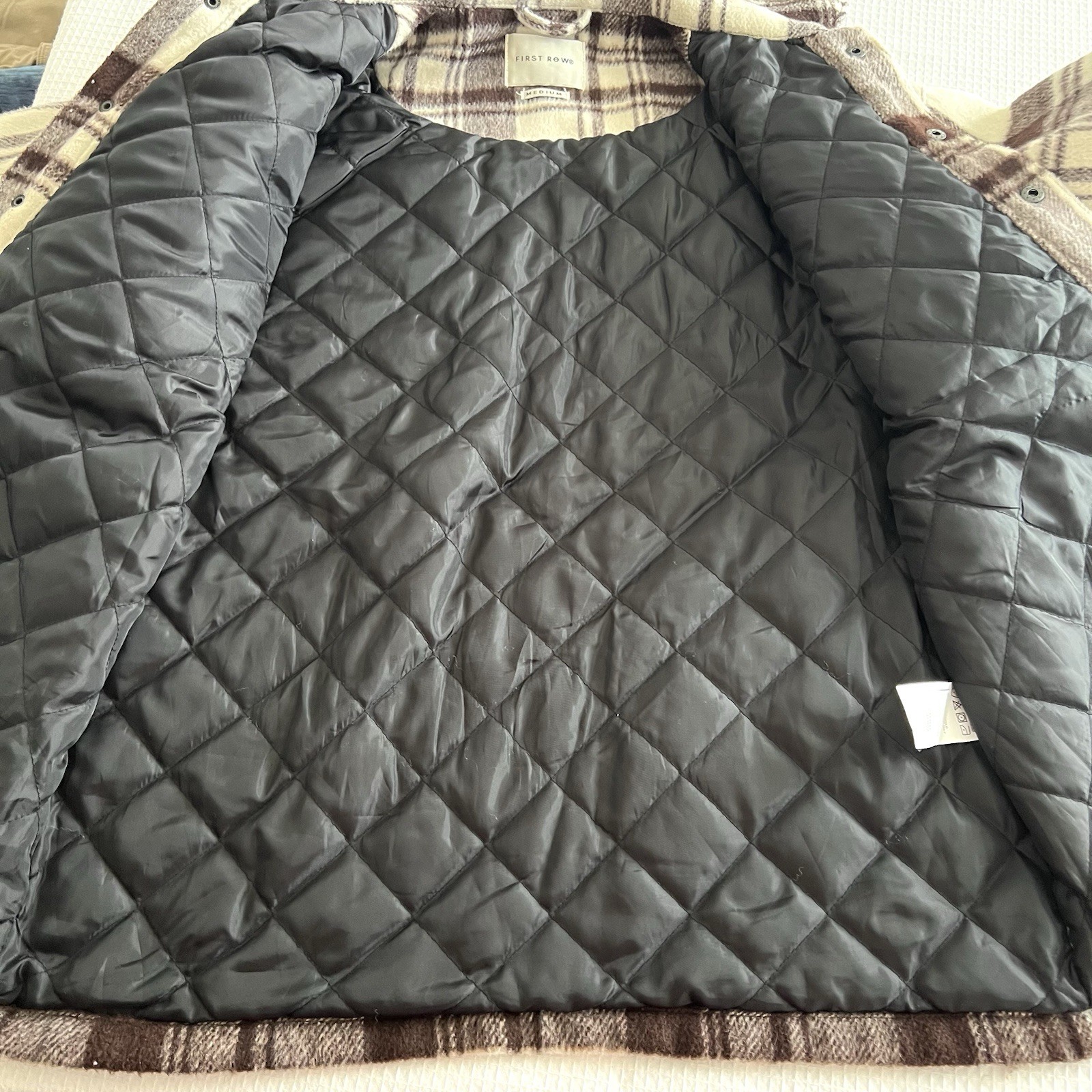 First Row Multi Patch Plaid Jacket Wool Blend Qui… - image 16