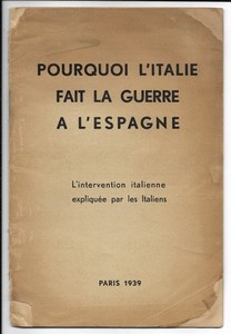 1939 Spanish Civil War Italy Fascist Intervention Propaganda Booklet French