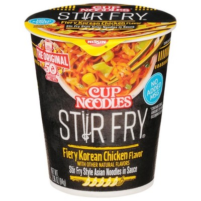 Cup Noodles Stir Fry Noodles in Sauce, Fiery Chicken, 2.96 Ounce Pack of 6