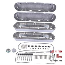 Two-piece Polished Finish Finned Aluminum Valve Covers Replacement For Silver