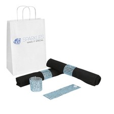 100 Light Blue Rhinestone Napkin Rings - 8 Row Reusable Fasteners