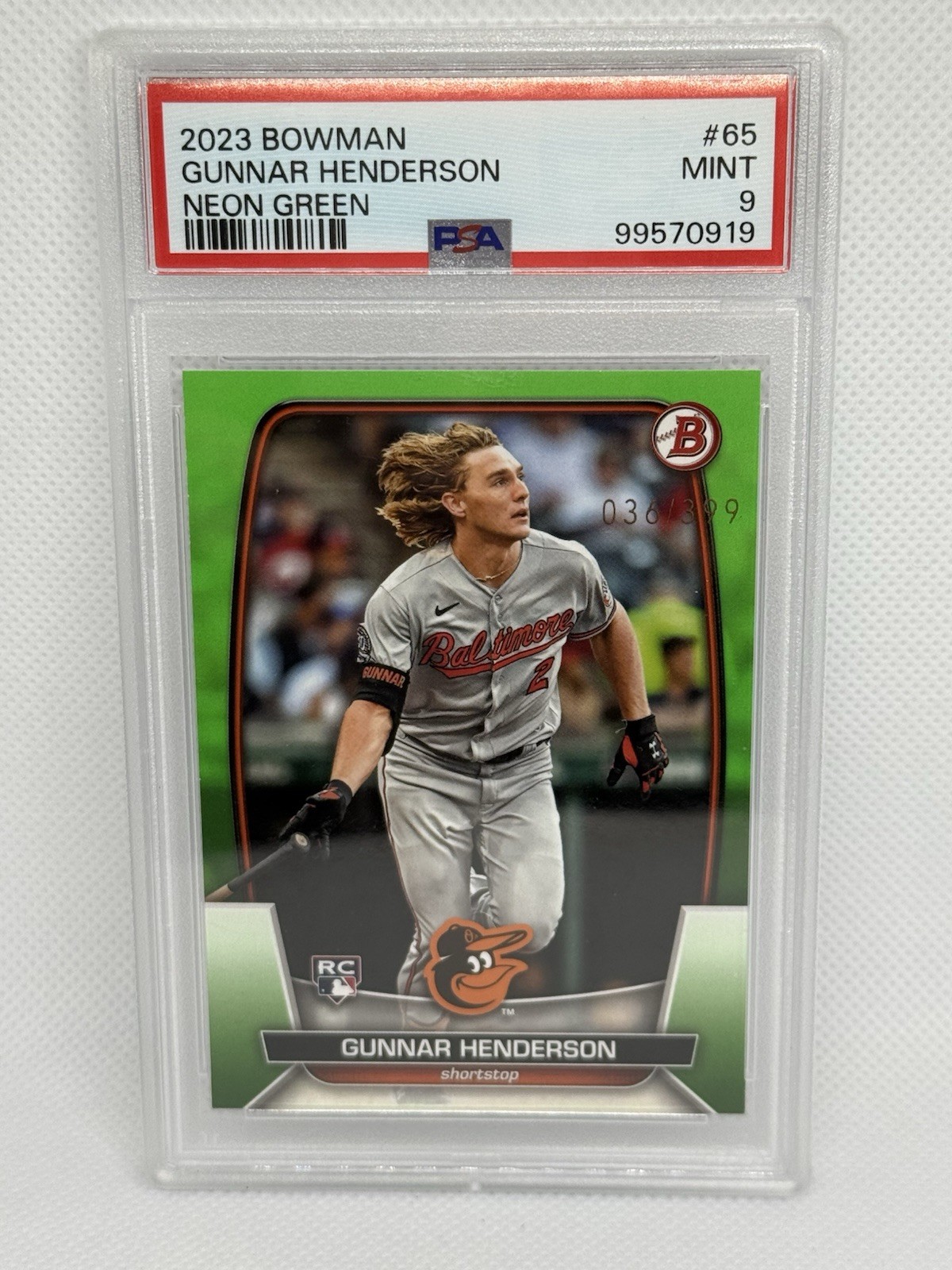 2023 Bowman Gunnar Henderson /399 Neon Green RC PSA 9!