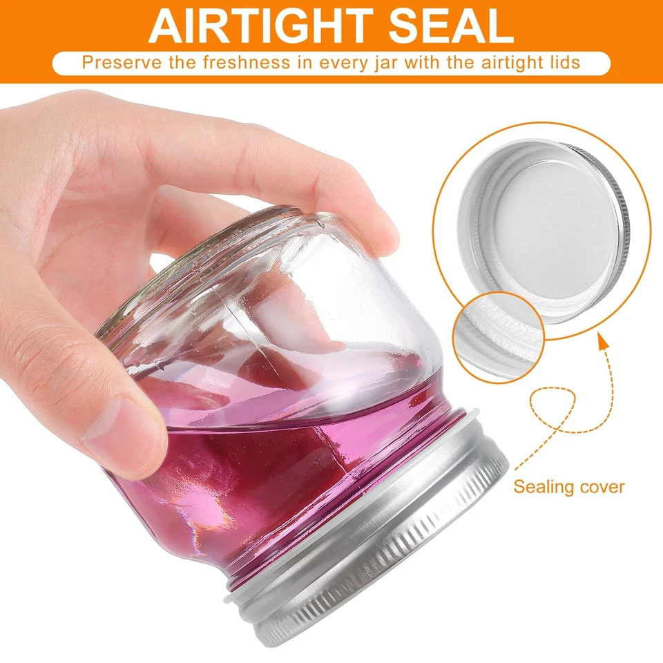 Paquete de 6 frascos pequeños de albañil con etiquetas, frascos de vidrio de 8 OZ con tapas herméticas, media pi Foto 4 de 4