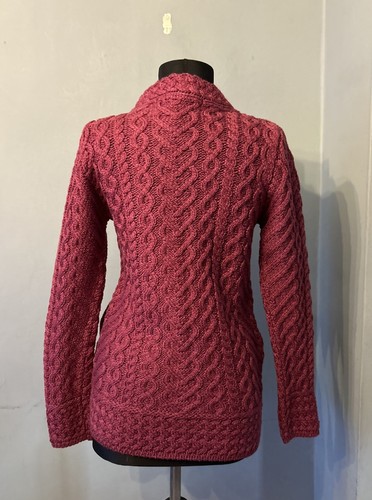 ARAN Crafts 100% Merino Wool Ireland Zip Up Cardigan Size XS Made In Ireland - Picture 4 of 8