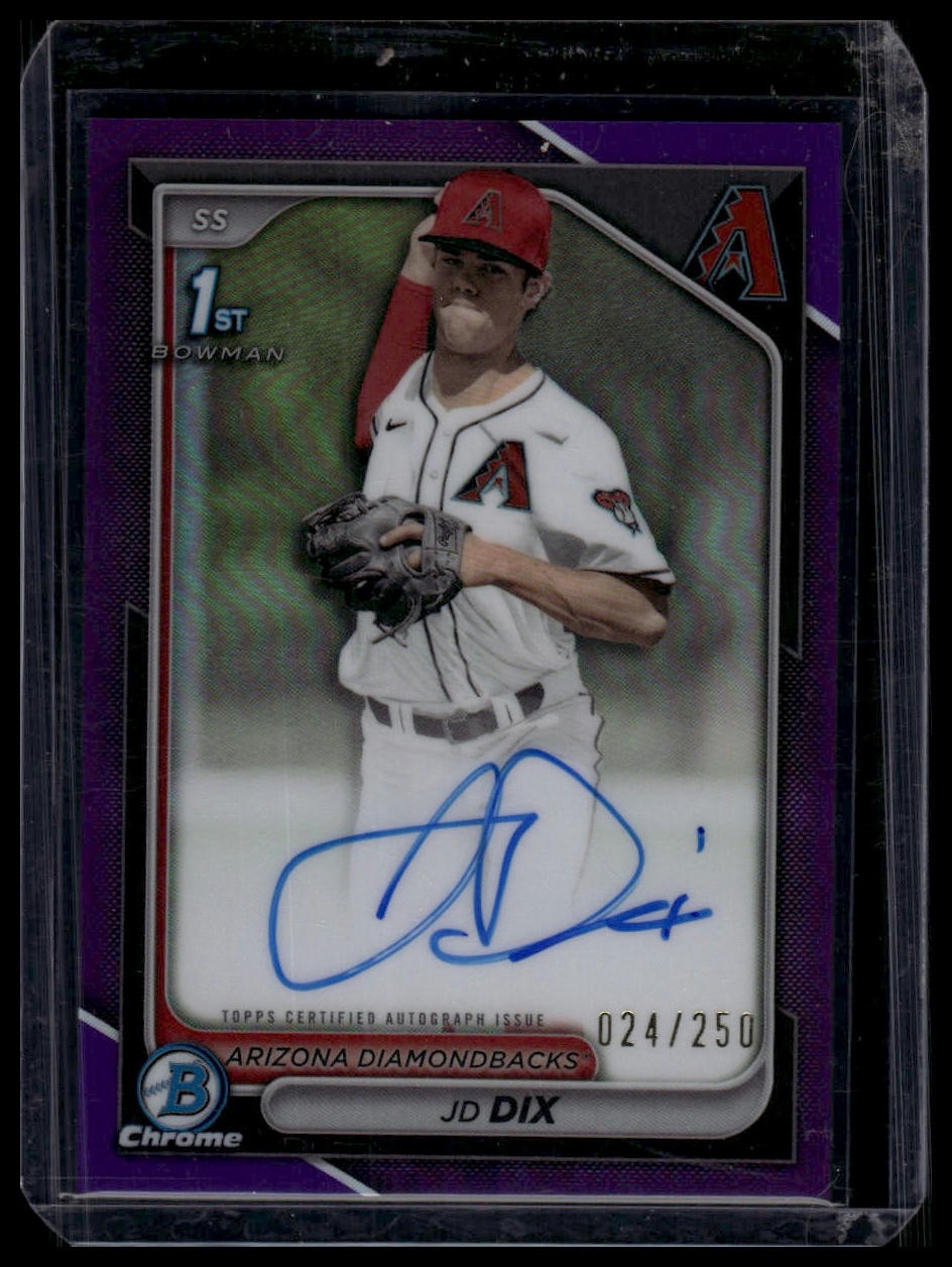 JD Dix #/250 🟡 2024 Bowman Draft #CPA-JD Chrome Prospect Auto Purple Ref