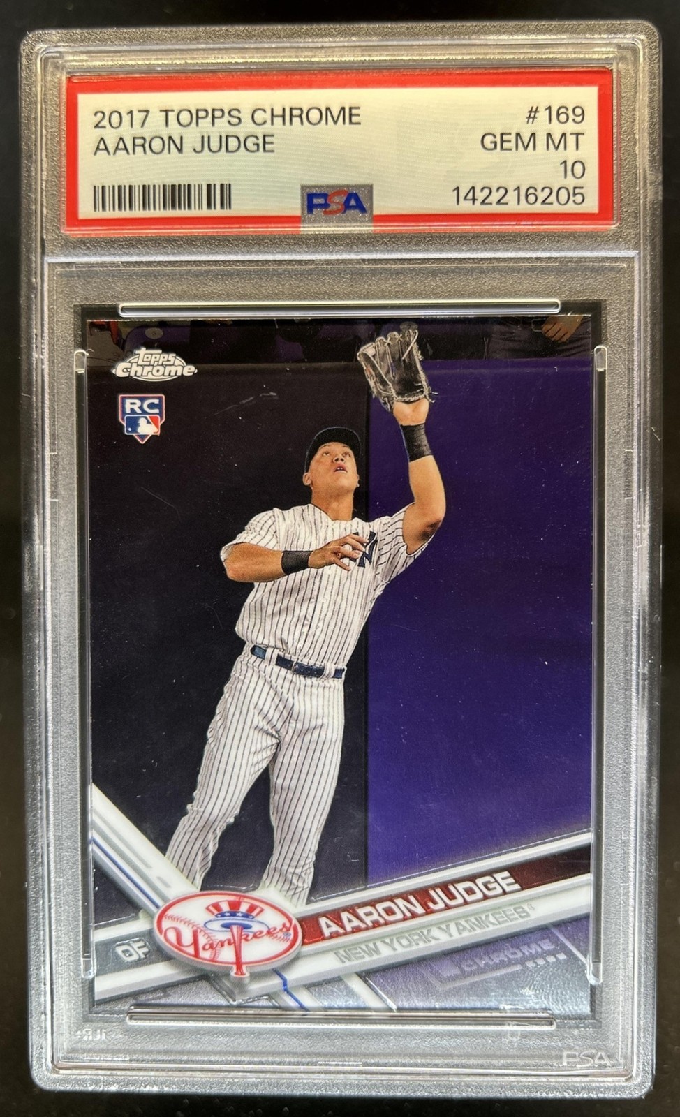 2017 Topps Chrome Aaron Judge RC Rookie #169 New York Yankees PSA 10 GEM MINT view 1
