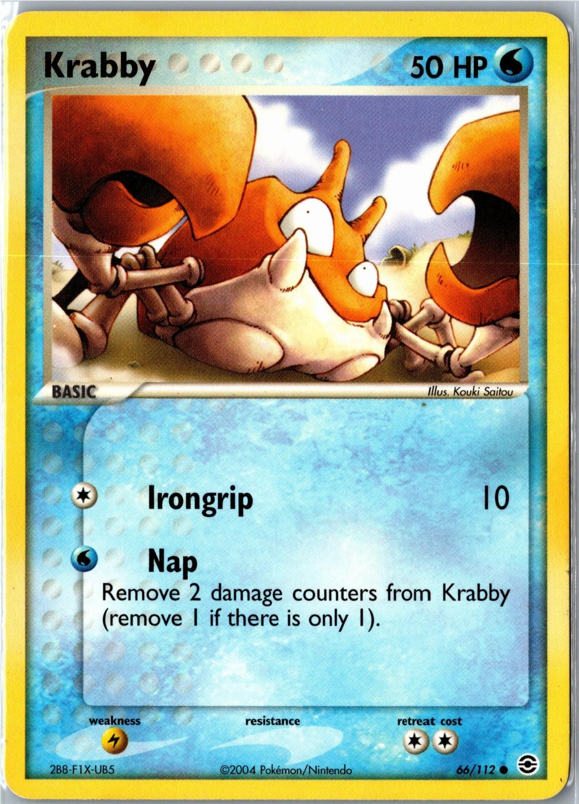 Pokemon Card - Krabby 66/112 FireRed & LeafGreen Common Lightly Played