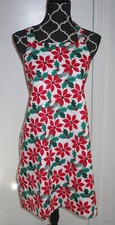 CHRISTMAS Handmade Full Length Adult Apron - Poinsettias on White