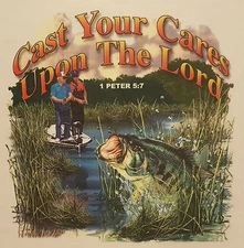 CHRISTIAN OUTFITTERS CAST YOUR CARES UPON THE LORD  JESUS #1122 POCKET SHIRT