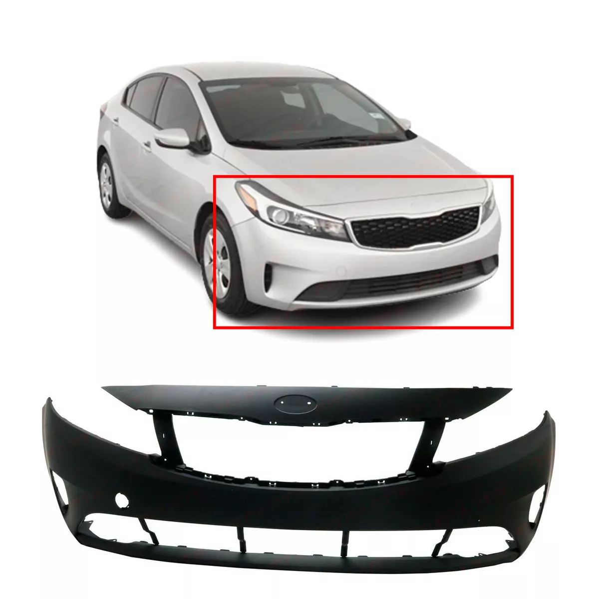 Primed Front Bumper Cover for 2017 2018 Kia Forte 17 18 Sedan