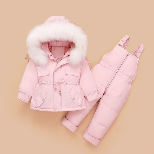 Children Down Coat Jacket+jumpsuit Clothes 2pcs Outfit Overalls Clothing Sets - Picture 9 of 16