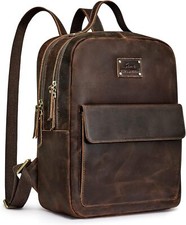 S-zone Large Genuine Leather Backpack Purse For Women Vintage Dark Brown 