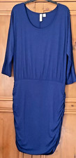 Bodyflirt @ Kaleidoscope Size M 14 16 Navy Blue Stretch Jersey DRESS Ruching