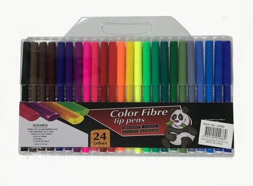 24 Pcs Colour Fibre tip pen Markers Pen Unique Art Drawing Painting - Picture 2 of 2