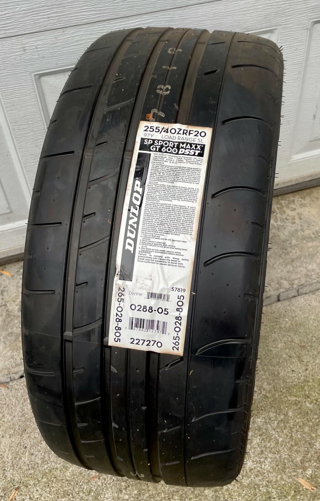 未走行に近い DUNLOP SP SPORT 600 DSST CTT 285/35ZRF20 20インチ 夏