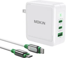 MOKiN 140W USB C Charger Block, GaN+ PD 3.1 USB C Fast Charger White
