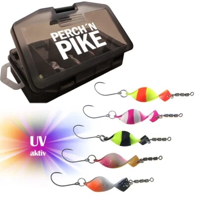 PERCH`N PIKE 5er Forellen Spoon Set inkl. Box I 2,8 cm I 2,8 g I Forellenköder I Spinnfischen