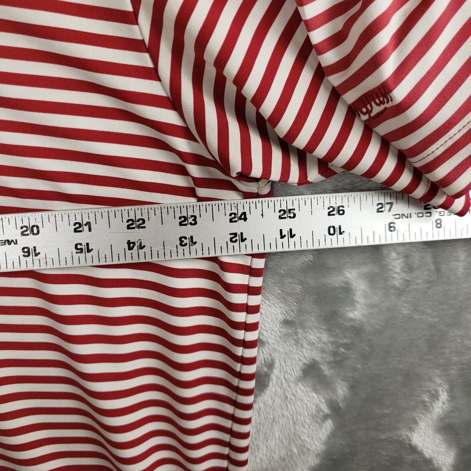 Peter Millar Summer Comfort Golf Polo Shirt Men's L Red White Striped