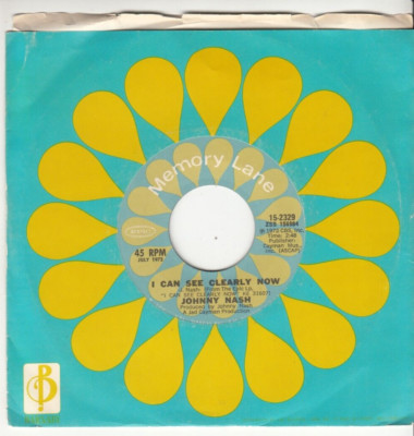 JOHNNY NASH - I CAN SEE CLEARLY NOW/STIR IT UP - REISSUE 45 - GREAT SHAPE