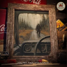 Sasquatch Bigfoot Art Print Vintage Hunting Fishing Cabin Wall Art Bigfoot Gift