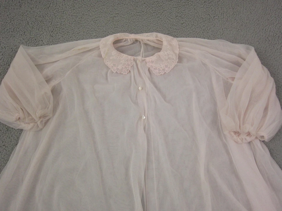 Vestido Lencería Vintage Van Raalte Pequeño Rosa Transparente Peignoir Encaje Hecho en EE. UU. AÑOS 60 Foto 2 de 4