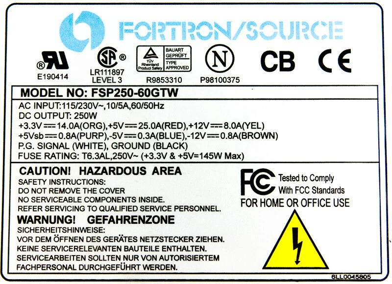 NETZTEIL FORTRON FSP250-60GTW ATX 250W - Bild 3 von 3