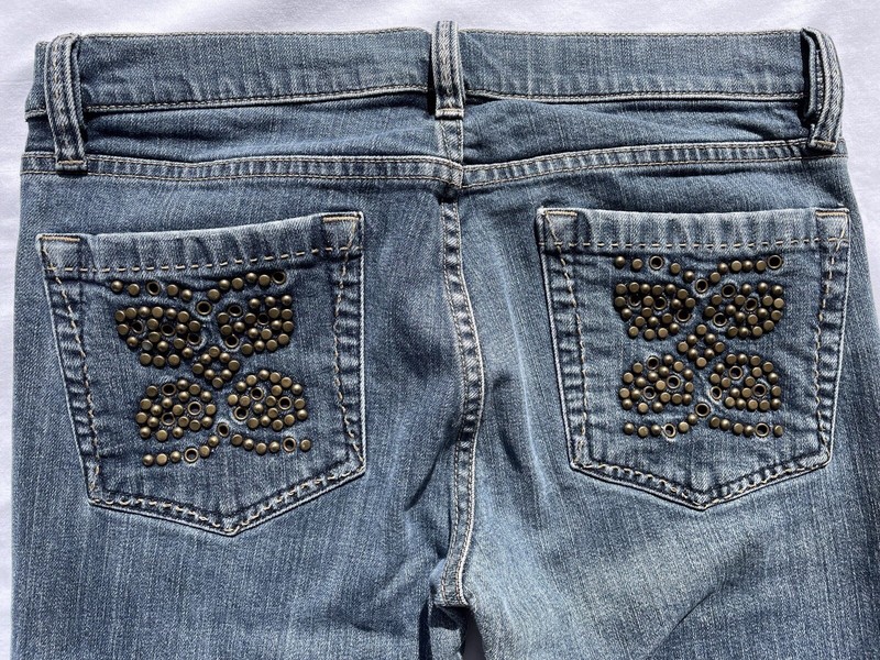 BCBG MAXAZRA Studded Pocket Stretch Denim Jeans sz 29 (31" X 33 1/2") Tall Long