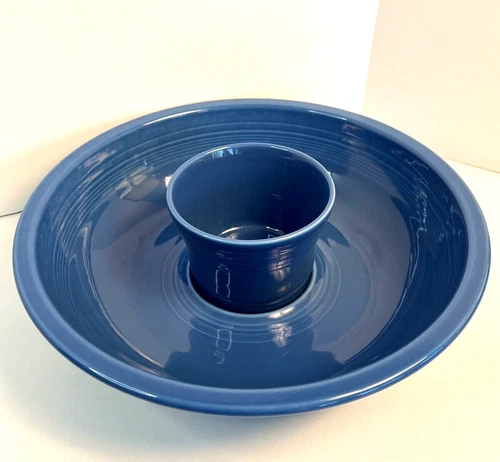 FIESTAWARE CHIP AND DIP SERVING BOWL SET LAPIS BLUE NEW NO BOX MINT