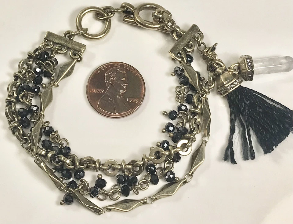 PULSERA CHLOE & ISABEL CUENTAS CRISTAL CAPAS TONO DORADO (C314A) Foto 2 de 4