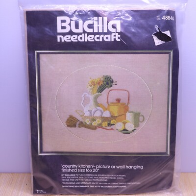VTG Bucilla Country Kitchen Needlecraft Crewel Kit 48844 Teapot