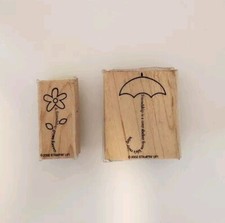 Two Vintage New Stampin Up Friendship Stamps Rubber Wood Holiday 2002
