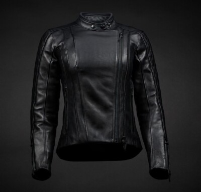 ENGINEHAWK Ladies Biker Jacket Motorcycle Women Fitted Leather Jacket with Armor