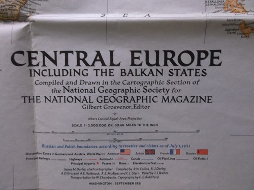 National Geographic September 1951 "Central Europe" Map - Picture 2 of 4