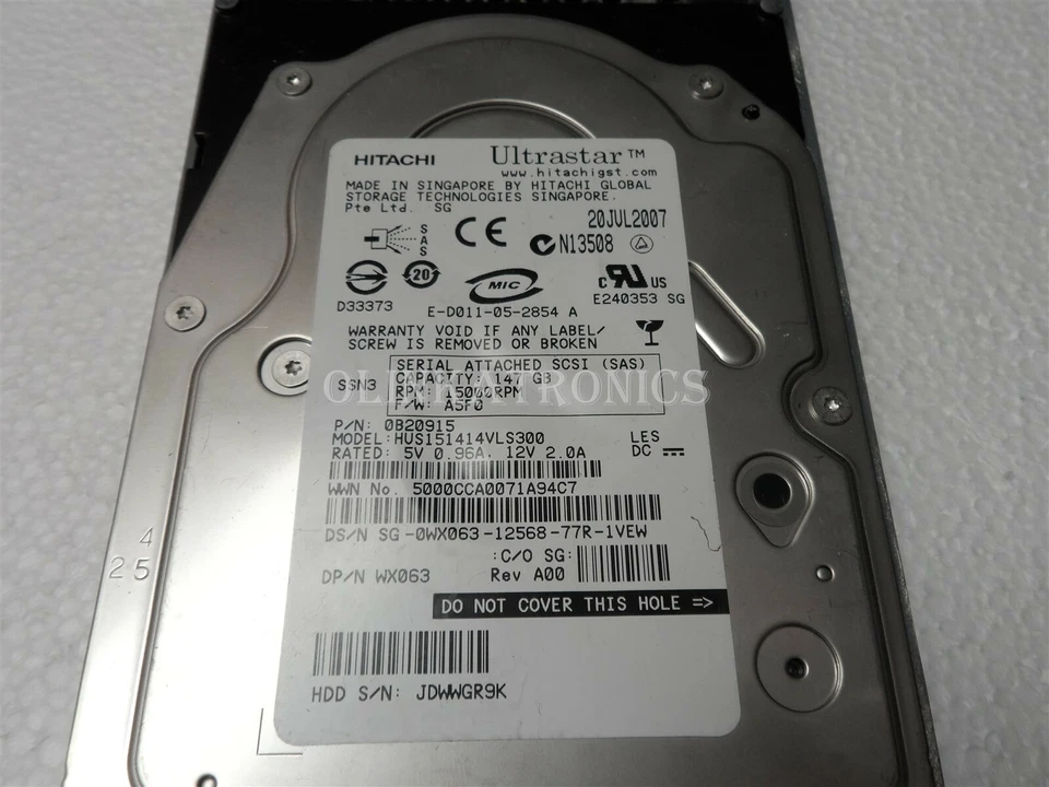 147GB 15K SAS HDD DELL SERVER POWEREDGE T320 T420 R610 R620 R710 R720 WX063 - Image 2 of 2