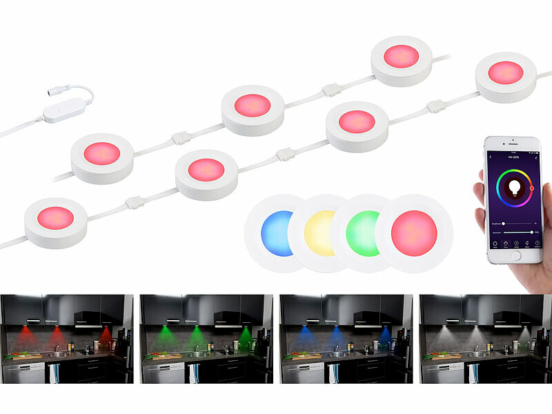 7 spots à LED RVBB encastrables connectés ULA-100 au design épuré en verre et métal