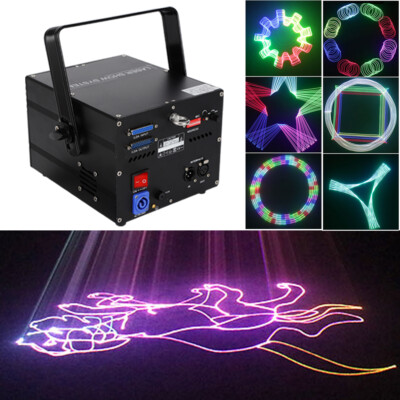 Full Color RGB Animation Scan Laser Projector ILDA DJ Disco Club Stage Light 80W