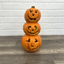 Vtg 1999 Halloween Pumpkin Jack-o-lantern Stacked Lighted Paper Magic Mold