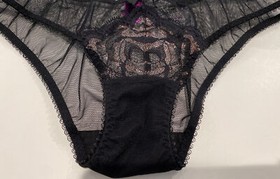 L'AGENT by AGENT PROVOCATEUR Black Bronze Saskiia Lace Mesh Panty S NWT New