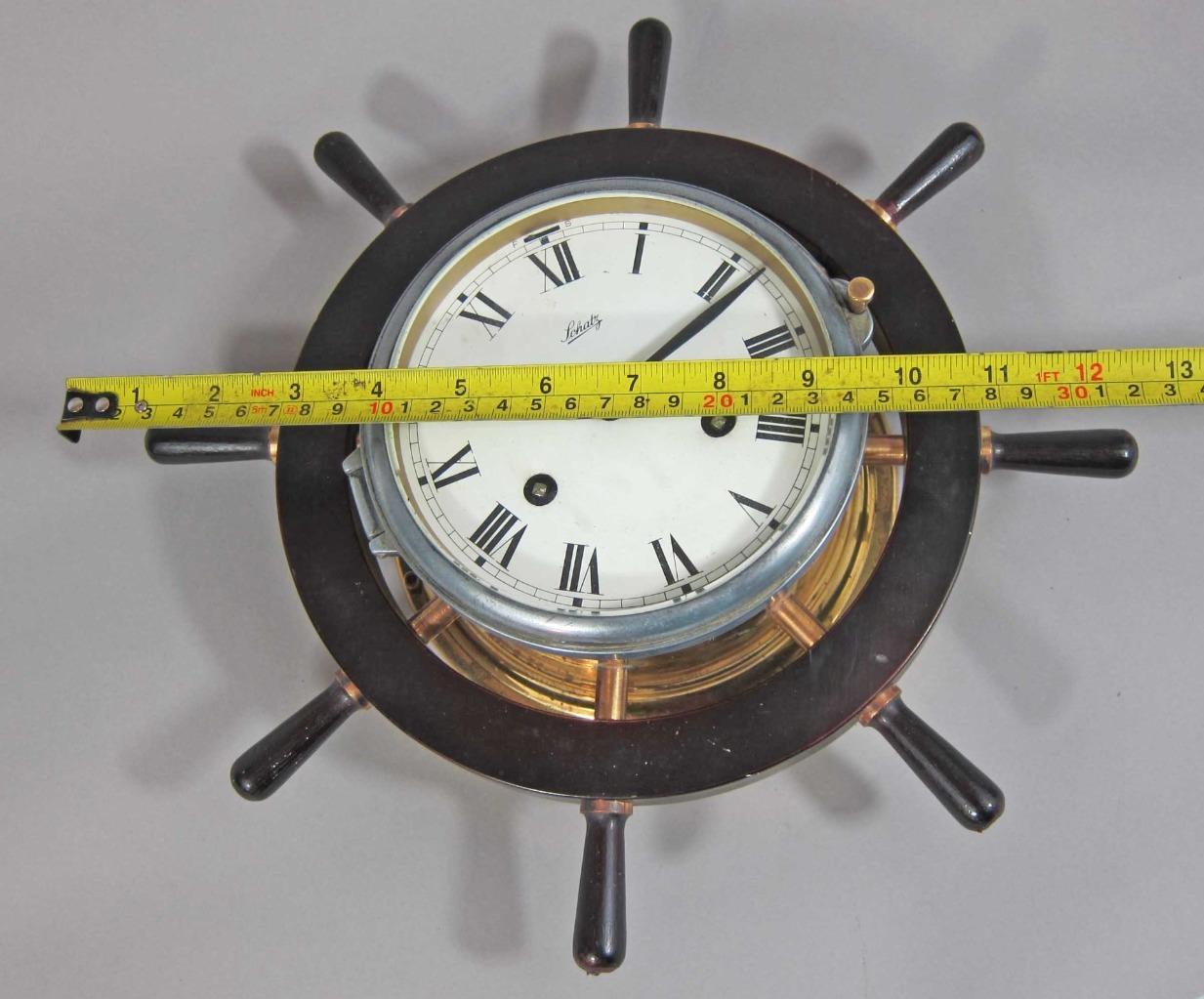 SCHATZ SHIPS BELLS BRASS BULKHEAD CLOCK ship boat yacht STRIKES SHIPS