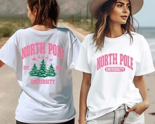 North Pole Shirt, Christmas Tshirt, College Tee, New Year Gift, Christmas Tree