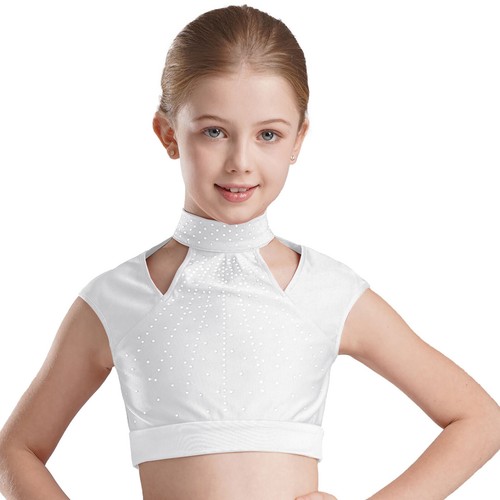 UK Girls Lyrical Dance Costume 2 Pc Halter Backless Crop Top with Skirt Outfit - Picture 82 of 105