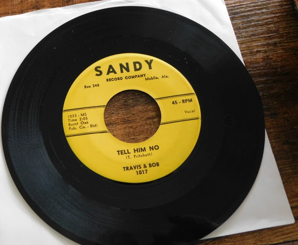 TRAVIS & BOB TELL HIM NO / WE'RE TOO YOUNG 45 RPM RECORD 064 - Image 2 of 2