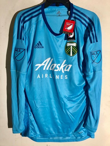 Adidas MLS Long Sleeve Portland Timbers Team Lt Blue Goalkeeper Jersey sz 8 - Picture 1 of 2